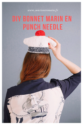 DIY bonnet marin avec la punch needle DMC