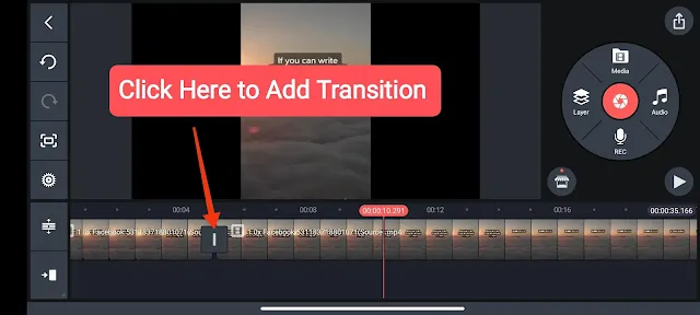Add transition between videos in kinemaster