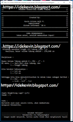 Program Penghitung Volume Tabung dengan Bahasa C# di Visual Studio