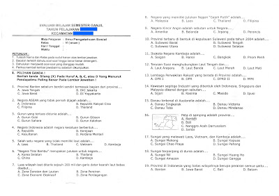 Soal Evaluasi Belajar Semester Ganjil Kelas 6 SD/MI Mata Pelajaran IPS