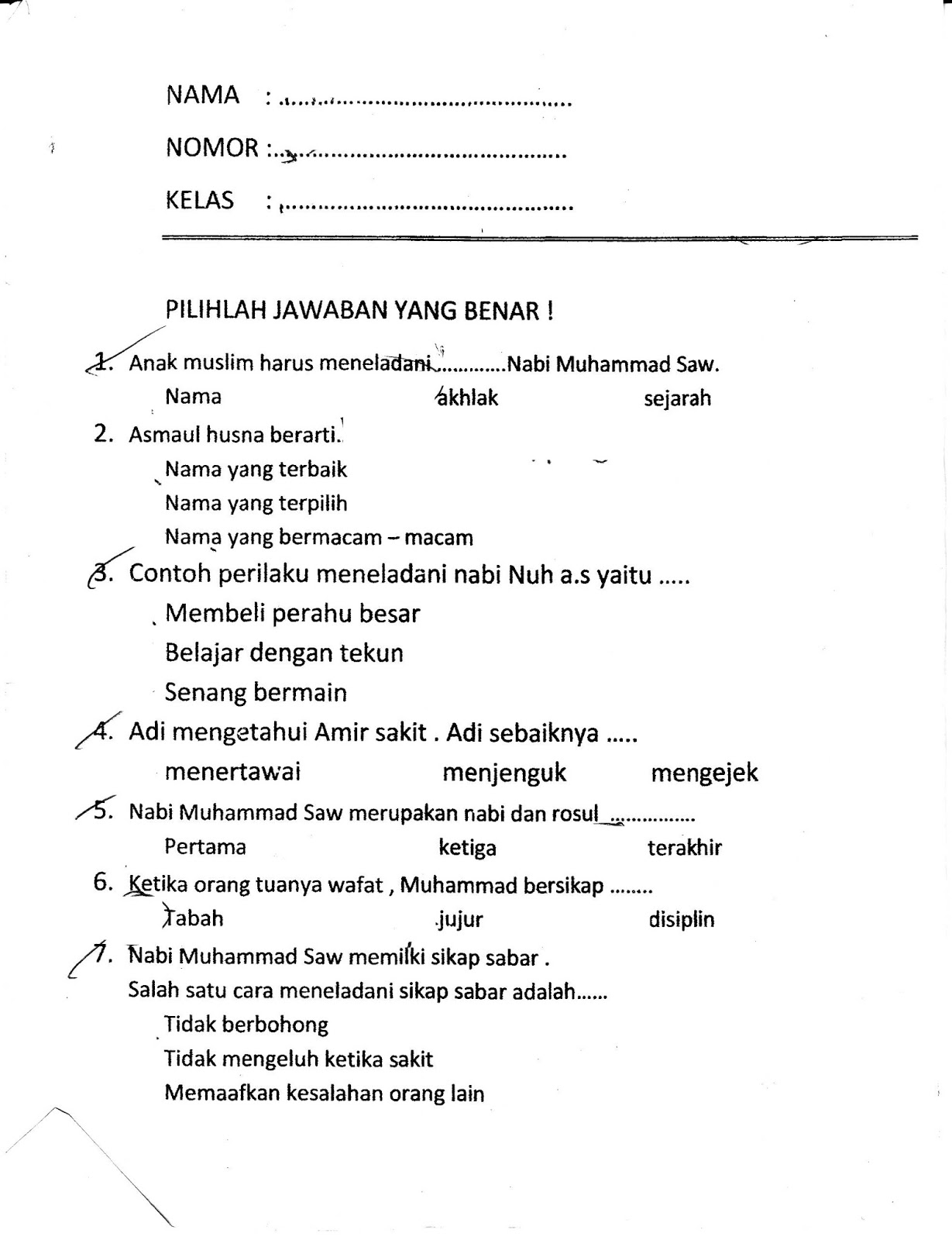 Formatif 2 Agama Islam SD Kelas 1 Semester Ganjil TA 2015 2016 Kurikulum 2013