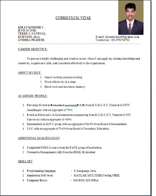 sample resume format example saturday august 7 2010
