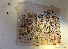Plaque pâte polymère Map monde tampons feuille bronze Stenna Création