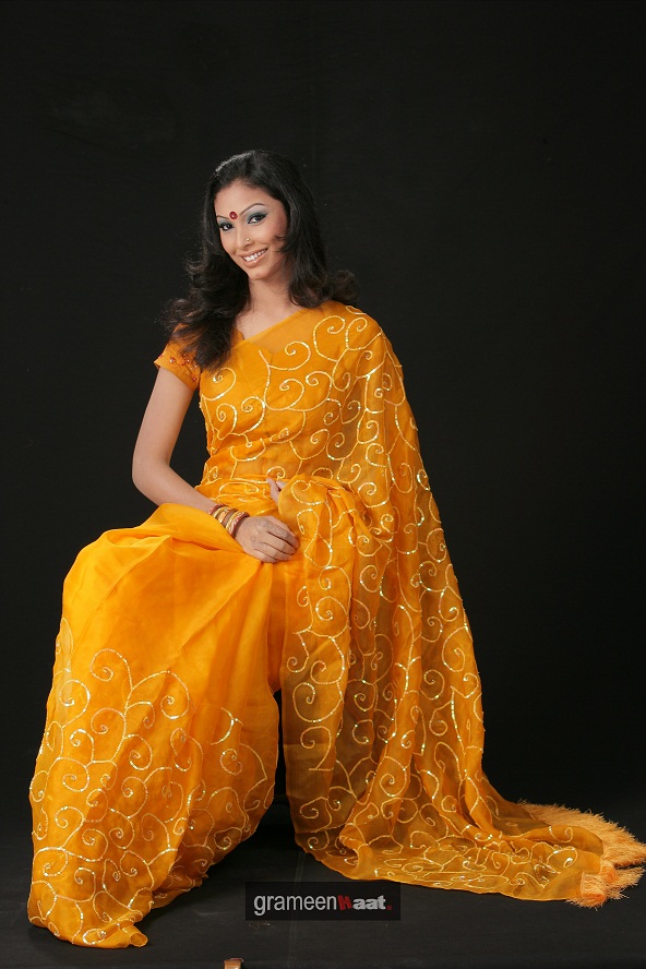 yellow color sari blouse