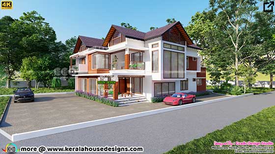 Right side elevation of sloping roof house