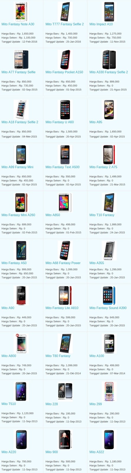 Daftar Harga Terbaru Hp Mito April 2016