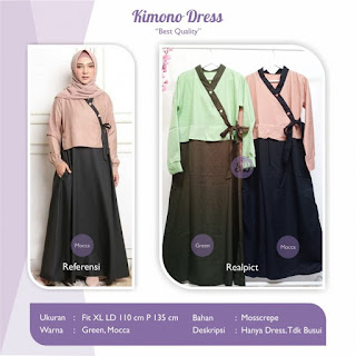 Jual Kimono Dress Bahan Mosscrepe Ukuran Xl