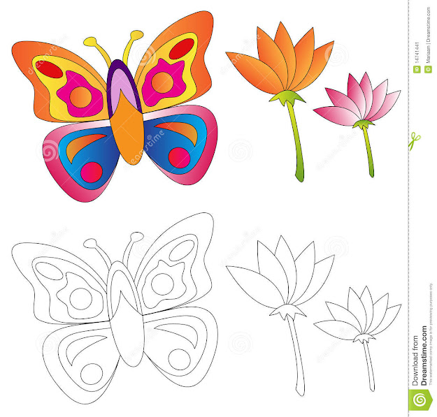 Butterfly  Flowerscoloring Book