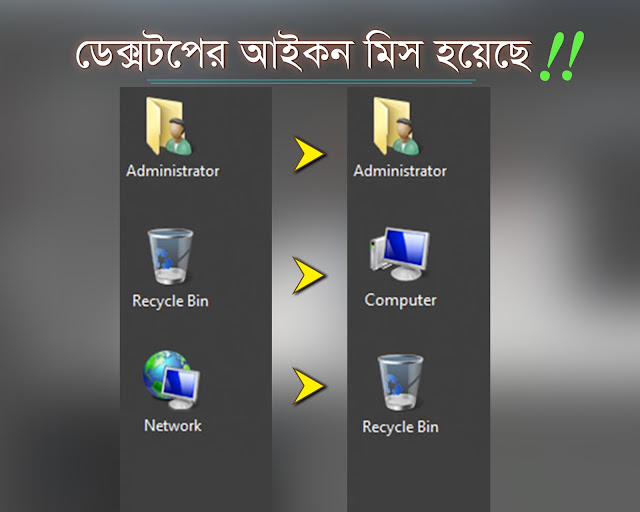 ডেক্সটপের মাই কম্পিউটার আইকন কি মিস হয়েছে !!