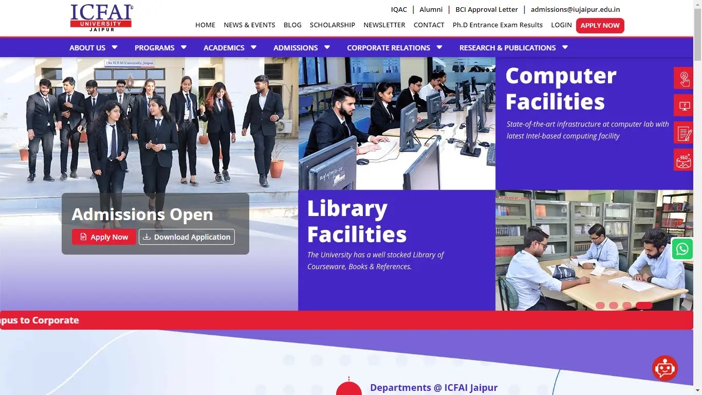 ICFAI University, Jaipur Admission, Courses, Fees, Ranking and Contact