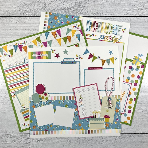 12x12 Birthday Scrapbook Page Layout Kit by Artsy Albums