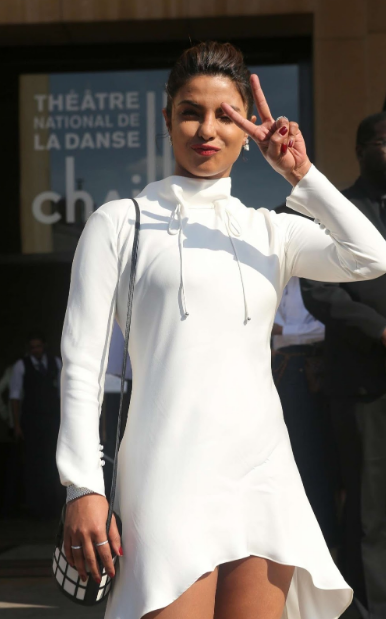 Priyanka Chopra Hot Thighs In White at Paris Couture Week