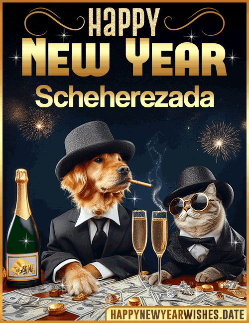Happy New Year wishes gif Scheherezada