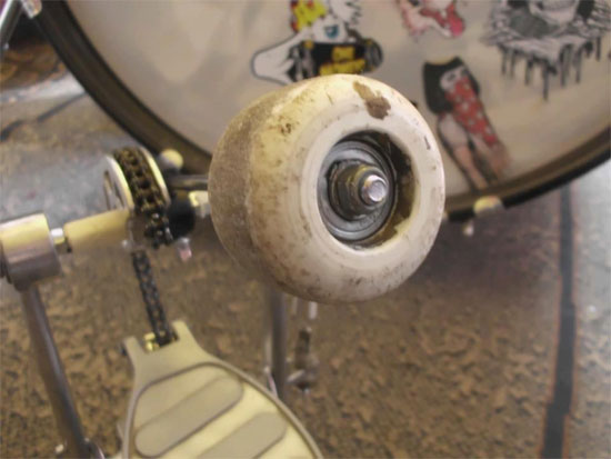 <center>Skate wheel drum beater</center>