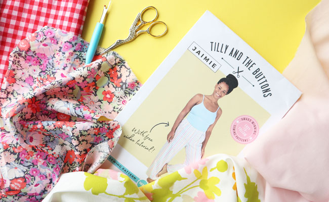 A mixture of fine cotton fabrics and the Tilly and the Buttons Jaimie pyjamas sewing pattern