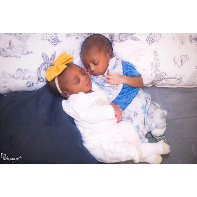 black twin babies boy and girl