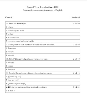 4th Std English Term 2 Answer Key - PDF 