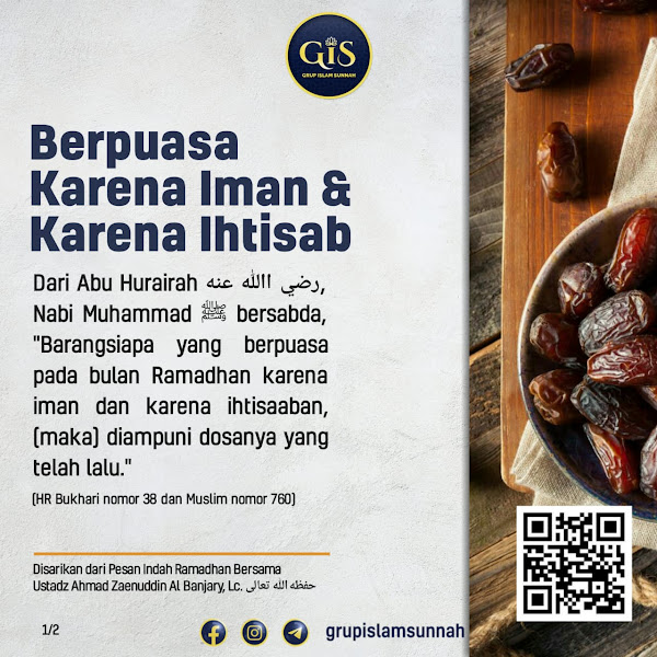 Audio ke-01: Makna Berpuasa karena Iman dan karena Ihtisaab - Pesan Indah Ramadhan - Ustadz Ahmad Zaenuddin Al Banjary, Lc