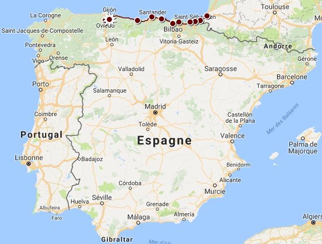 Carte du Camino del Norte - de Bayonne à Oviedo - Rêves de ...