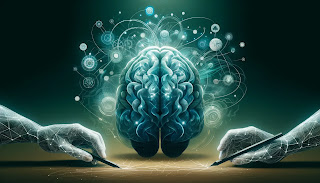 Abstract design featuring intertwined paths within a brain-like pattern, symbolizing the complex relationship between mental health and substance use disorders.