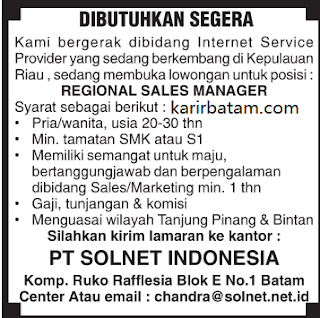 Lowongan Kerja PT. Solnet Indonesia