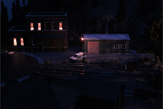 Street lamp and vehicle at night