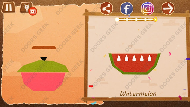 Chigiri: Paper Puzzle Novice Level 15 (Watermelon) Solution, Walkthrough, Cheats