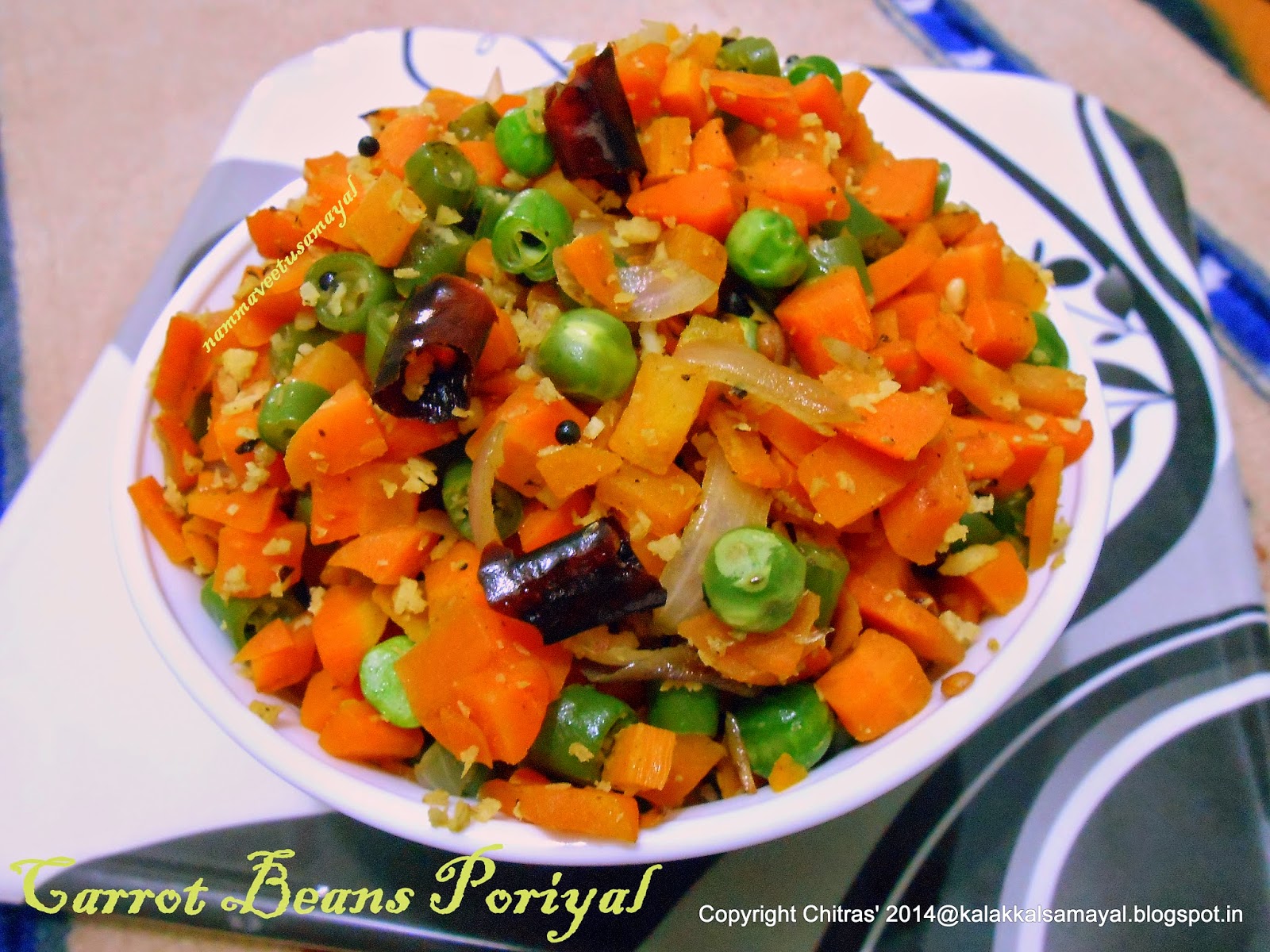 Carrot beans Poriyal [ Carrot beans Stir Fry ]