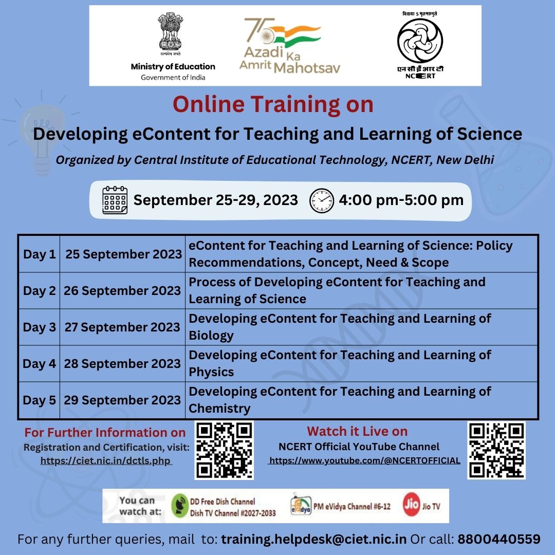 Online Training on “ Developing of eContent for Teaching and Learning of  Science QUIZ LINK & Answers