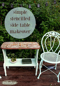 simple stencilled sidetable makeover paisley boho roadside rescue vintage makeover