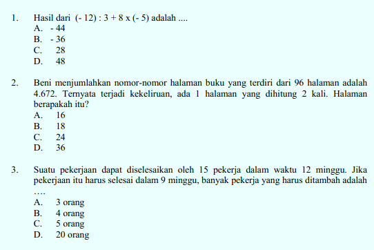 DOWNLOAD LATIHAN SOAL DAN KUNCI JAWABAN USBN UN SMP MTS 