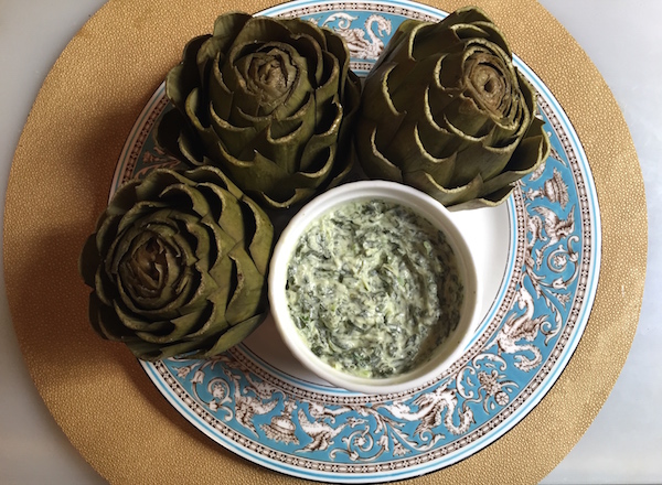 Artichokes with Creamy Spinach Dip Recipe