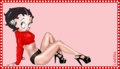 Tarjetitas Betty Boop posando sexy rojo