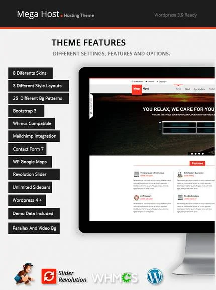 Megahost software And WHMCS Wordpress hosting Theme