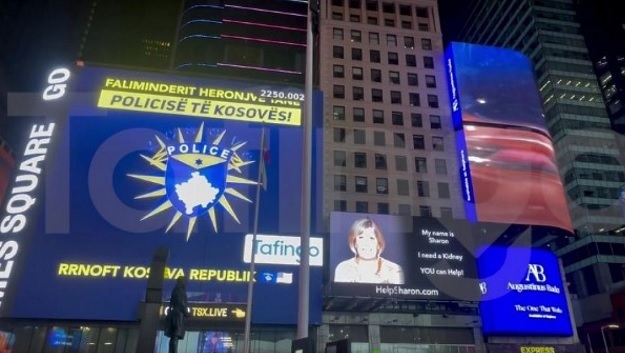 The Kosovo Police and Afrim Bunjaku are honored in "Times Square" in New York