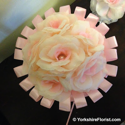  artificial pink roses bridesmaid posy with pearls