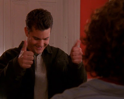 Pacey giving two thumbs up to Karen