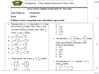 Soal-soal UAS Matematika SMA kelas XII IPA tahun pelajaran 2015