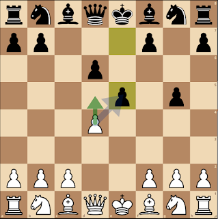 e5 Pawn is Captured by d4 on Chess Board