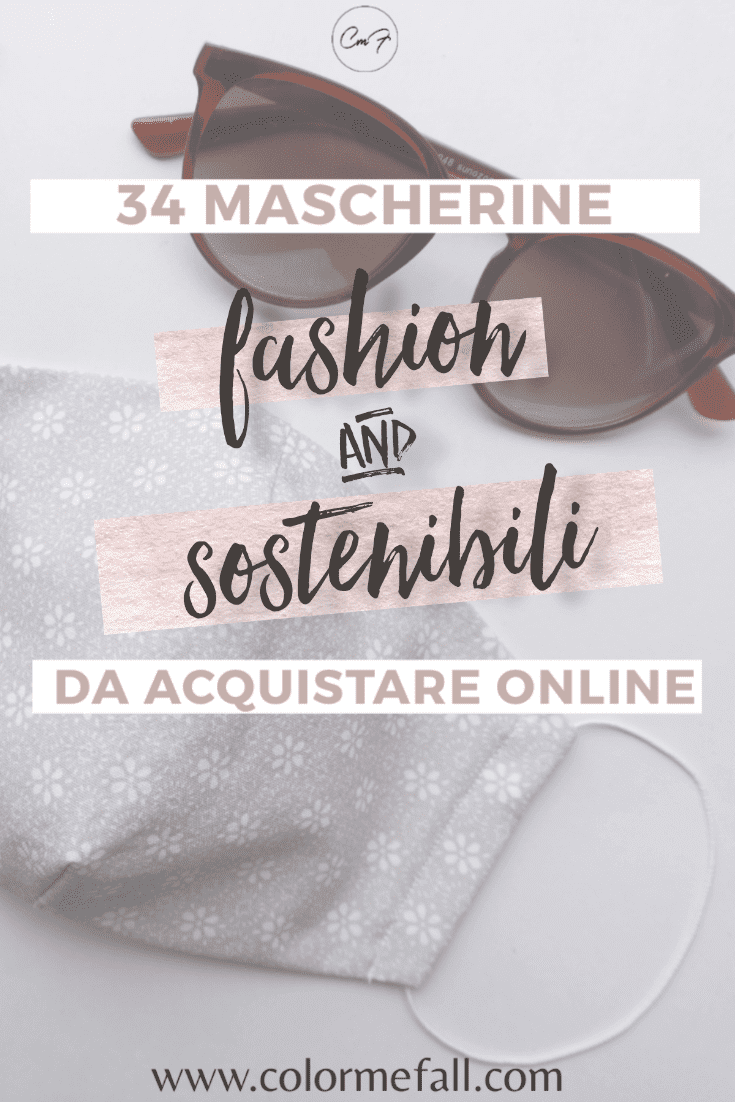 grafica per pinterest mascherine fashion da acquistare con sfondo di occhiali da sole e mascherina color lavanda a fiori