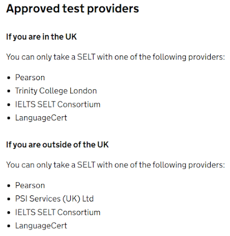 辦理英國工簽所需之英文證明 - 四種合格考試機構