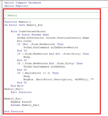 access makroları