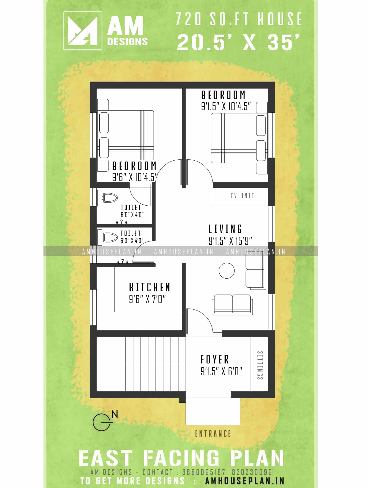 21 x 35 budget house plan elevation