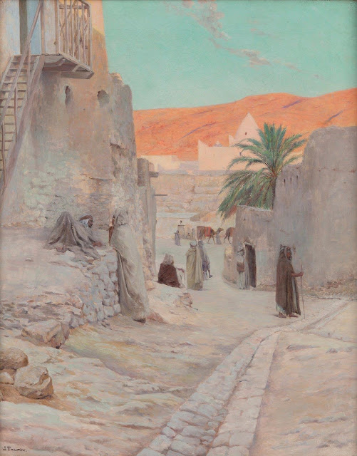 Promeneur à Bou Saâda - Jules Charles Clement Taupin (Français - 1863-1931) - Huile sur toile - 81x65cm