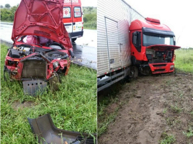 Batida com carreta deixa 2 feridos e carro parcialmente destruído em Itatim