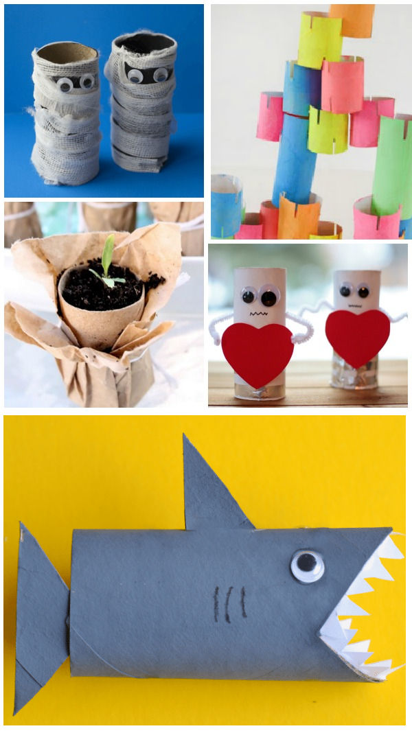 A collection of cardboard tube crafts for kids to make #cardboardcrafts #cardboardtoys #cardboardtubesrepurposed #cardboardtubecraftsforkids #growingajeweledrose #activitiesforkids