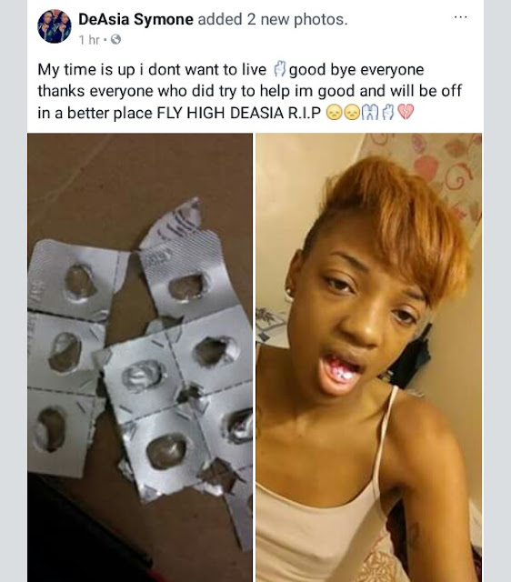  "My time is up I dont want to live" - Beautiful young lady shares photo of herself taking overdose of pills