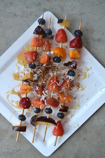 Grilled Honey Coconut Fruit Kebabs