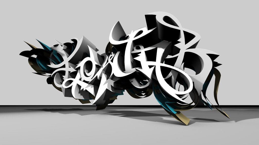 3d graffiti: Graffiti Art Black and White Design Ideas