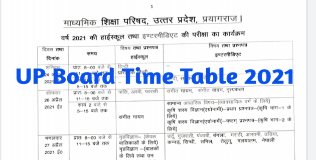 UP board time table 2021, UP Board date sheet 2021 class 10, UP Board date sheet 2021 class 12, UP Board Time Table class 10, UP Board Time Table download, class 12 time table up,